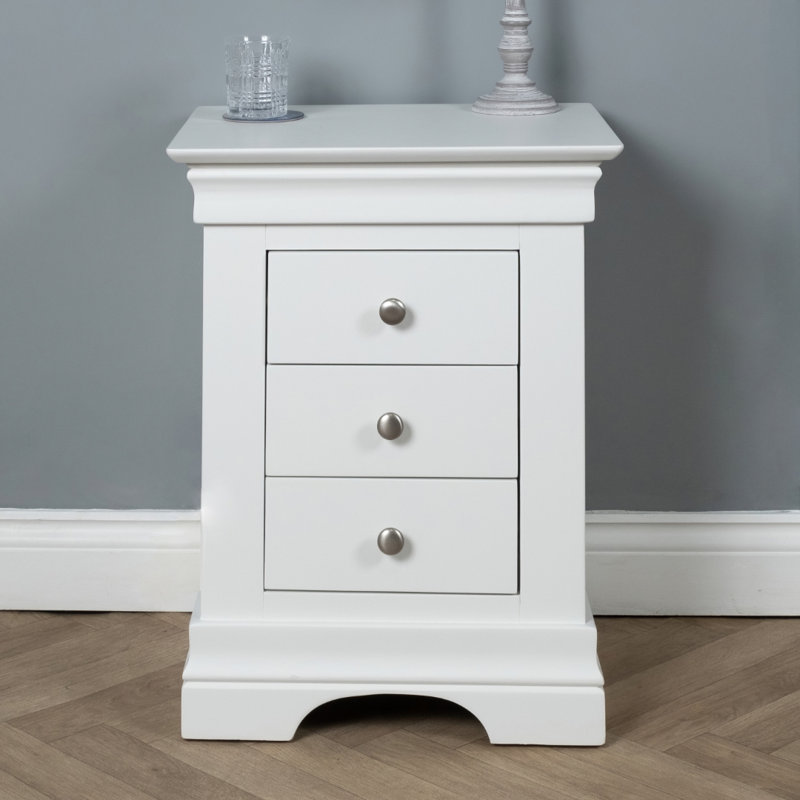 Alliber 50cm W Solid Wood Bedside Table, White