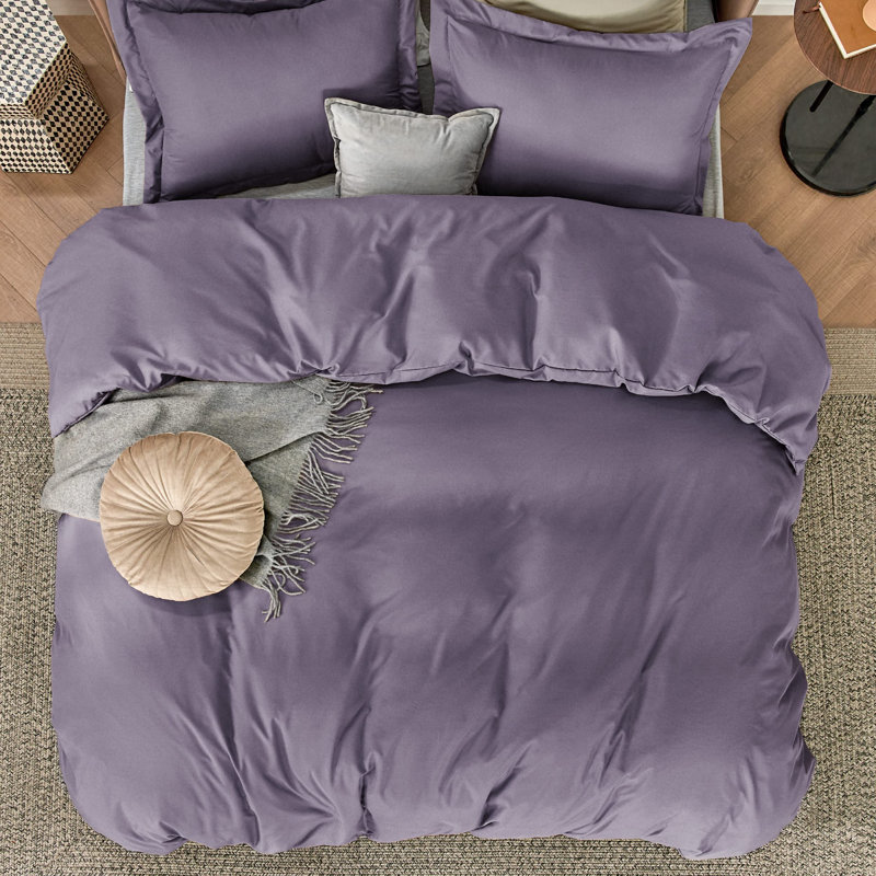 Bedsure Grayish Purple Duvet Cover King Size - Soft Double Brushed Bedding Set for Kids & Adults（Set of 3）, Grayish Purple
