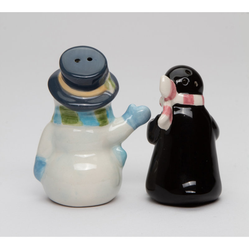 Pastel Snowman And Penguin Salt And Pepper