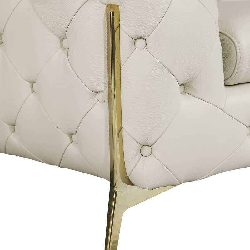 Causeuse 100% cuir Global United, Beige