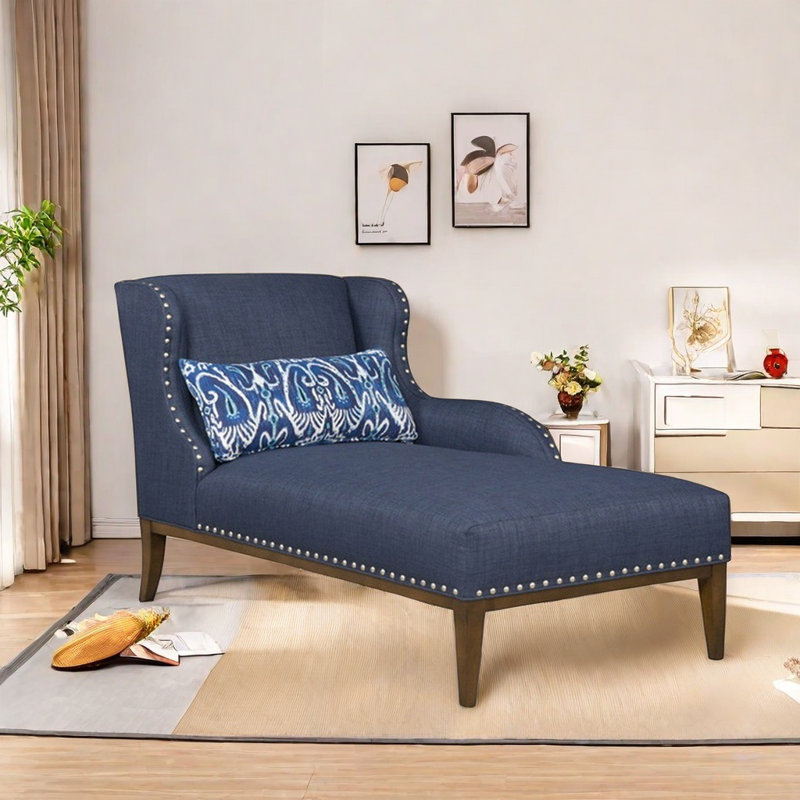 Breathable Chaise Longue with Solid Wood Fram, Left Hand Facing