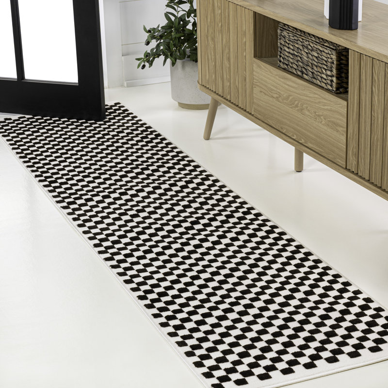 Tapis noir / blanc Finn High-Low, Tapis de couloir 2 pi x 8 pi