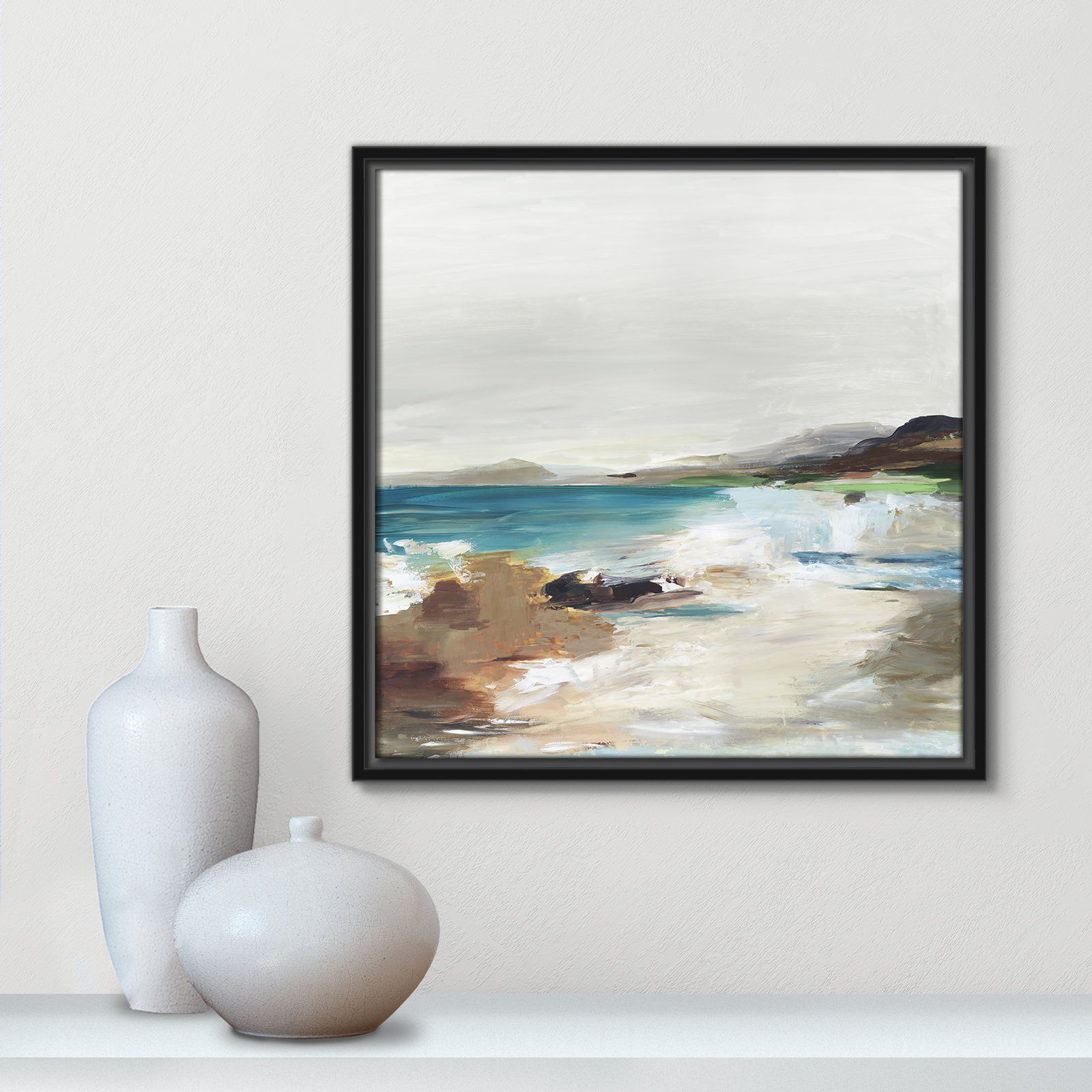 Edan "Calm Lake II" Print by Allison Pearce, Black Framed, 17.5" H x 17.5" W