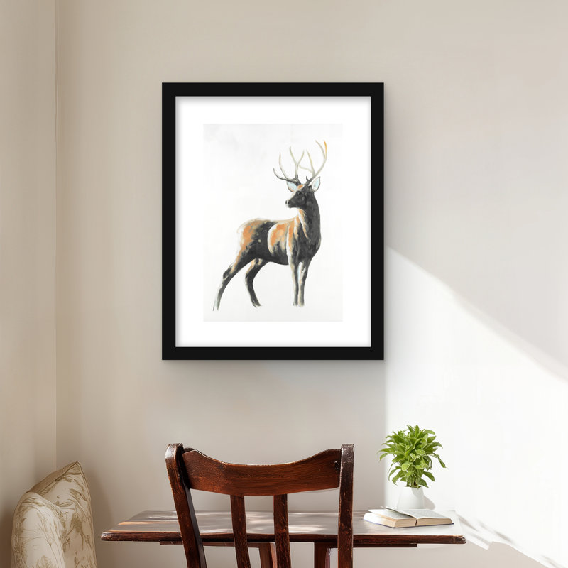 Abstract Deer - Rustic Framed Matted Print for Home Decor