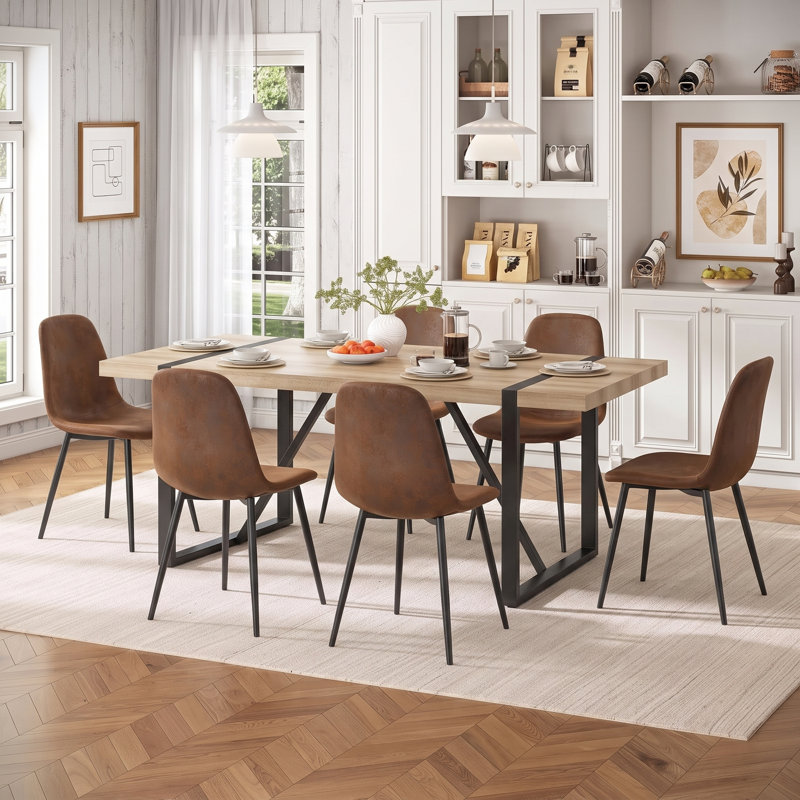 Ensemble de salle à manger 7 pièces 71 po, Ensemble repas 7 pièces, Chaises brunes