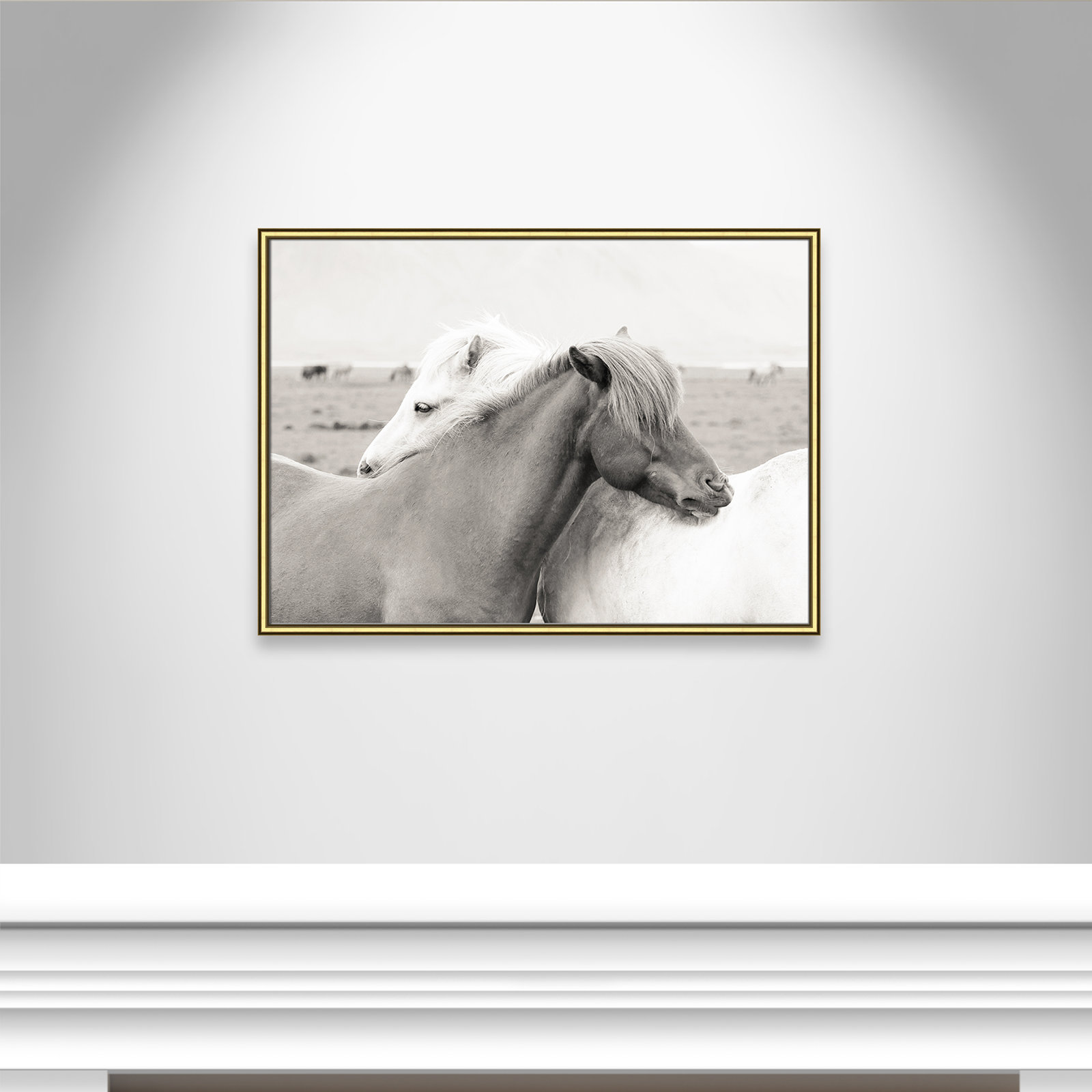 Melanie "Icelandic Meadow Horses" Print, 26.75" H x 36.75" W x 0.88" D, Gold Framed