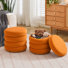 Pouf de rangement rond moderne Widman de 49,5 cm de large, recouvert de tissu, avec compartiment de rangement dissimulé
