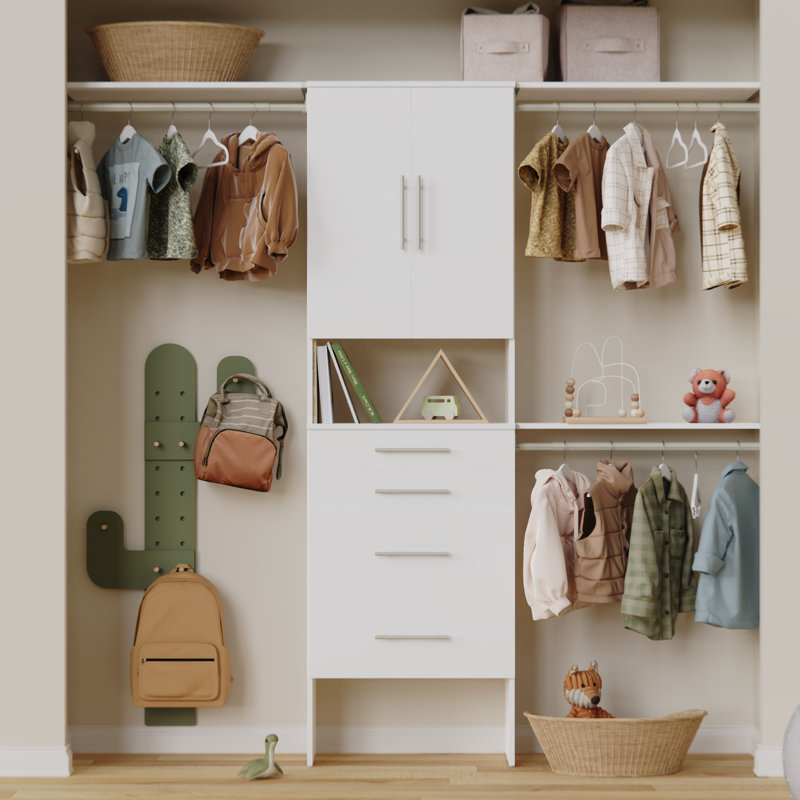 SuiteSymphony 84" W - 120" W Closet System with Drawers and Doors, Pure White