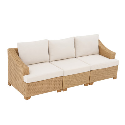 Outdoor Patio Rattan Modular 3-Seater Sofa with Cushions