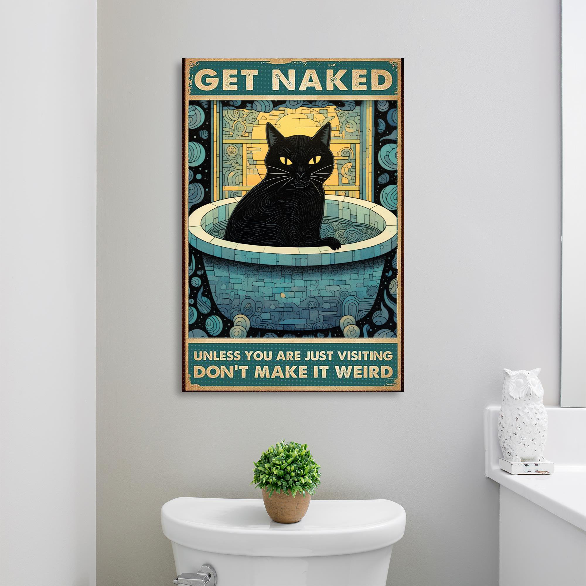 Trinx Black Cat Get Naked 1 On Canvas Wayfair