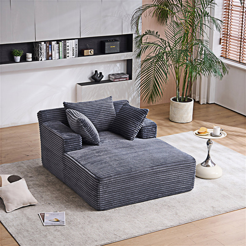 Chaise longue rembourrée avec coussins décoratifs, Gris