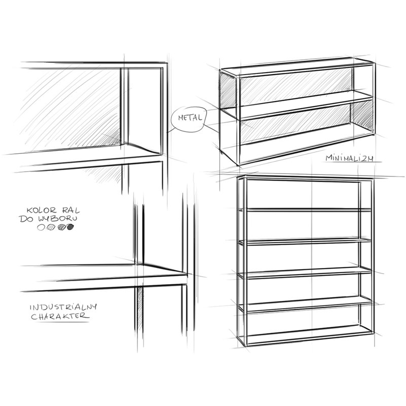Hyller 180cm H Steel Geometric Bookcase, H180 x W100 x D35cm, White