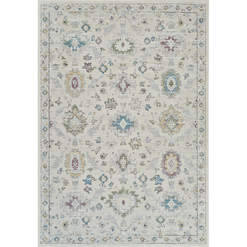 Tapis oriental beige, beige et crème de 5 pi x 8 pi (5 pi 3 po x 7 pi 7 po) Darya, Rectangle 5 pi 3 po x 7 pi 7 po