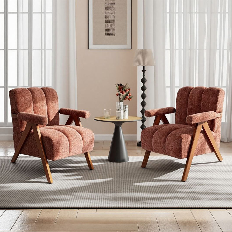 Ensemble de 2 chaises d'appoint Mid-Century Modern, Red