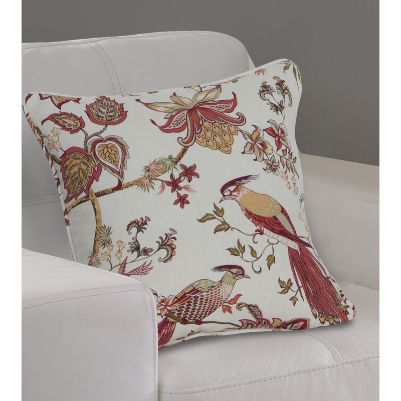 Channelview Floral Square Cushion, Terracotta