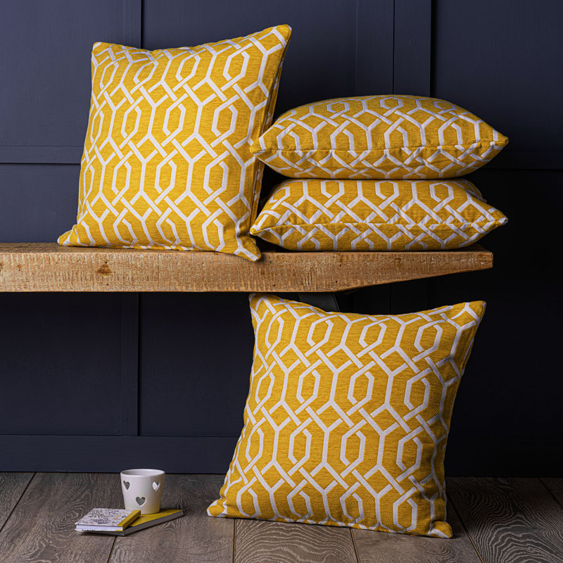 Fulvous Geometric Square Cushion Cover, Yellow