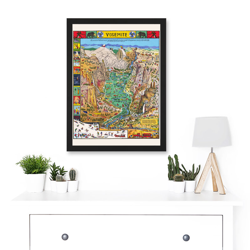 Map Mora 1931 Yosemite Valley Pictorial National Park USA - Single Picture Frame Print