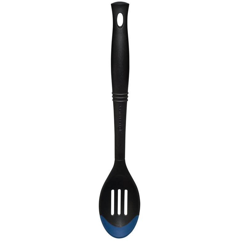 Marseille Blue and Black Bi-Material Slotted Spoon, 13.5"