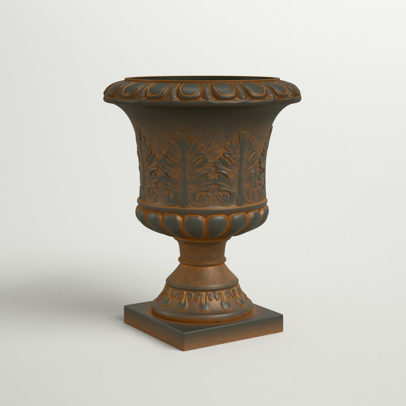 Handmade Rustic Brown Fiberstone Tall Urn Planter Pot