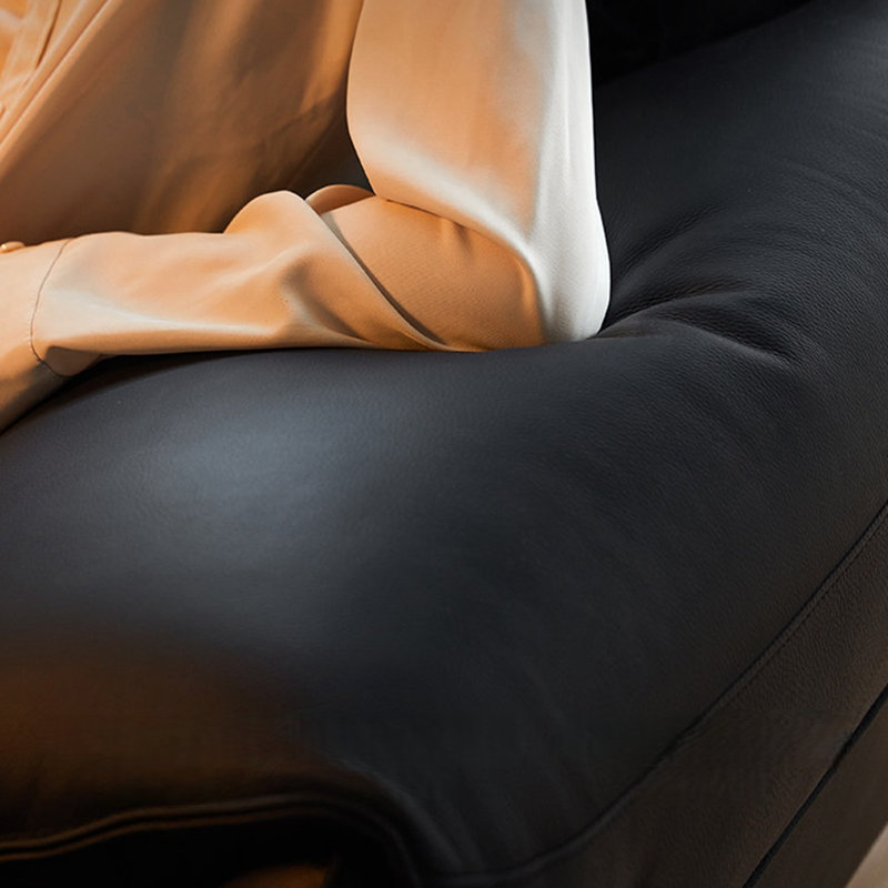 Canapé modulaire noir en cuir véritable, H 35,43 po x l 108,27 po x P 38,19 po