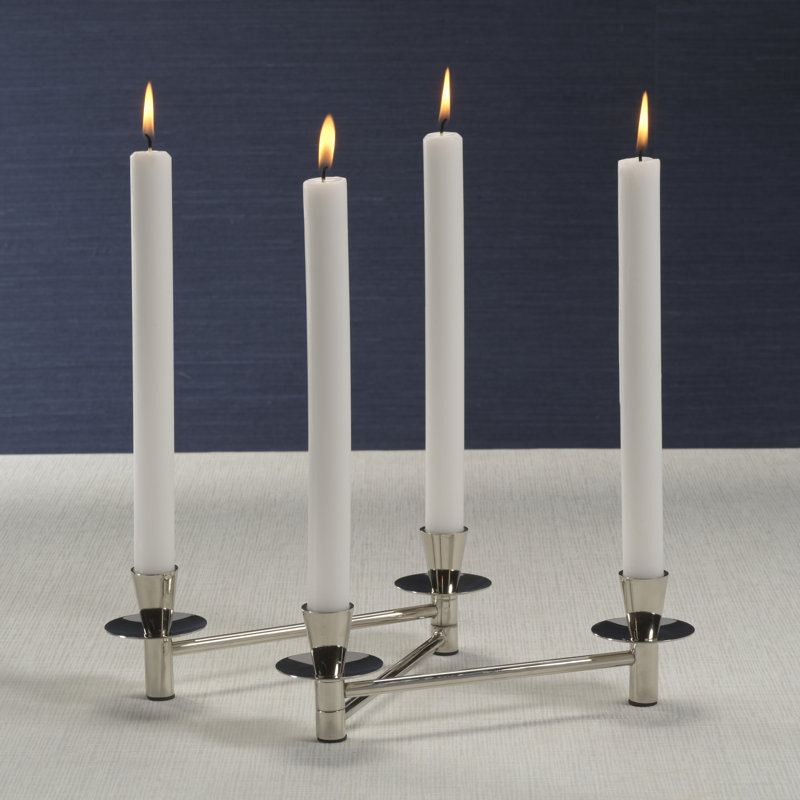 Méduse Expandable 4-Piece Taper Candle Holder Set, Nickel