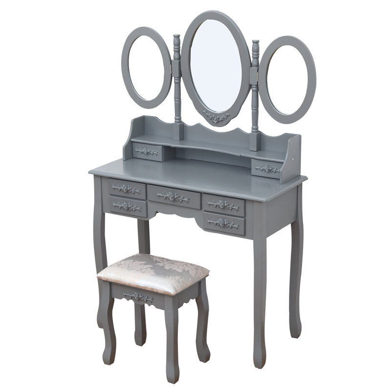 Ensemble coiffeuse avec tabouret et Miroir Lebeau