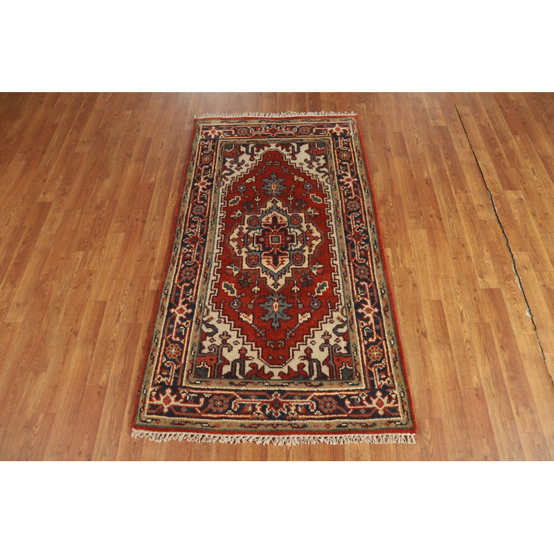 Tapis indien orange en laine 3x5