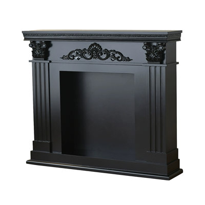 Black Manufactured Wood Freestanding Fireplace