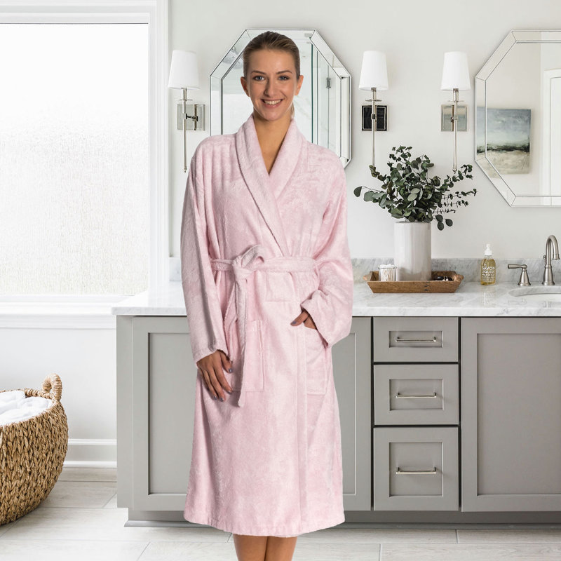 Peignoir mi-mollet unisexe en rayonne de bambou Mexia, TG, Rose