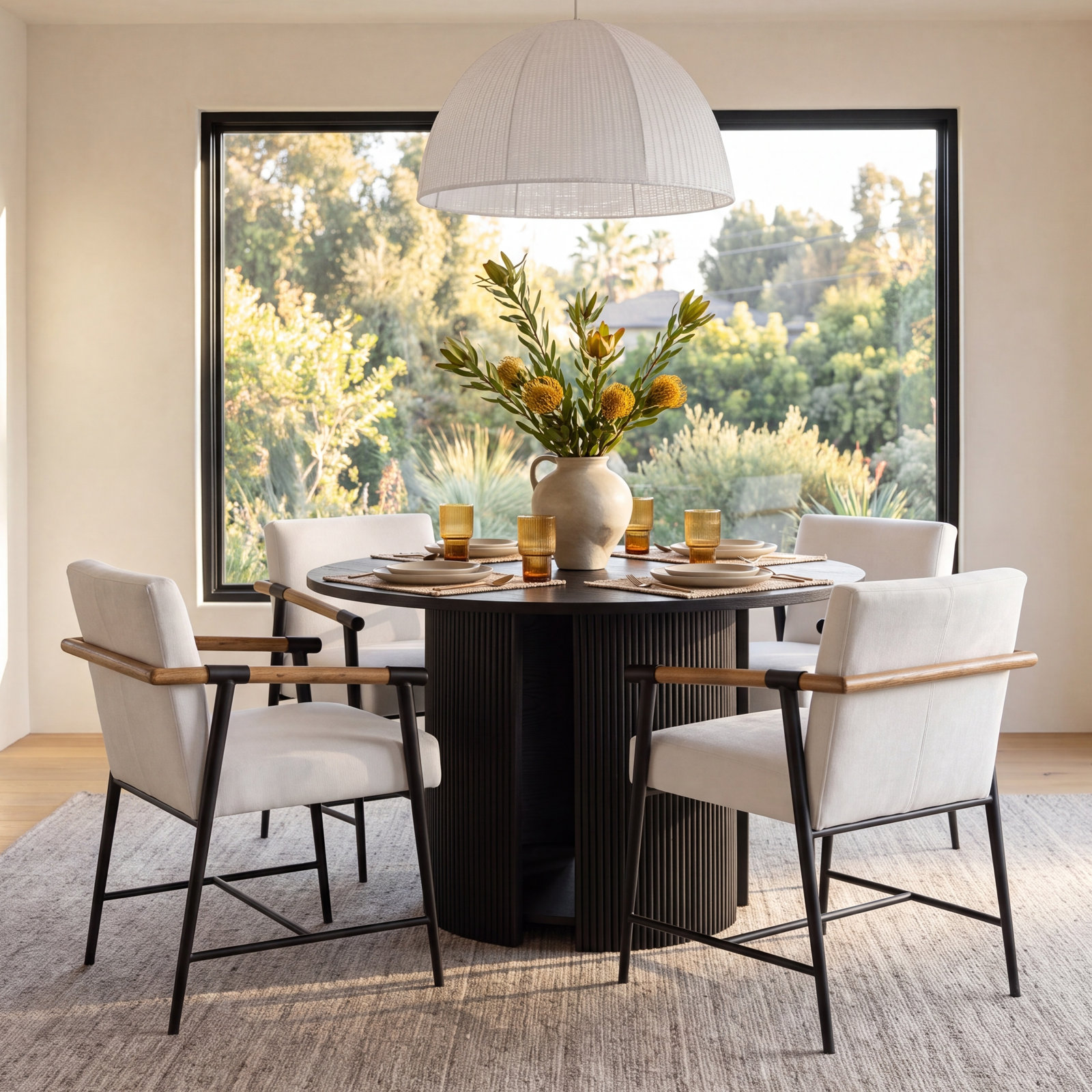 Sorine 5 - Piece Extendable Dining Set, Black, White