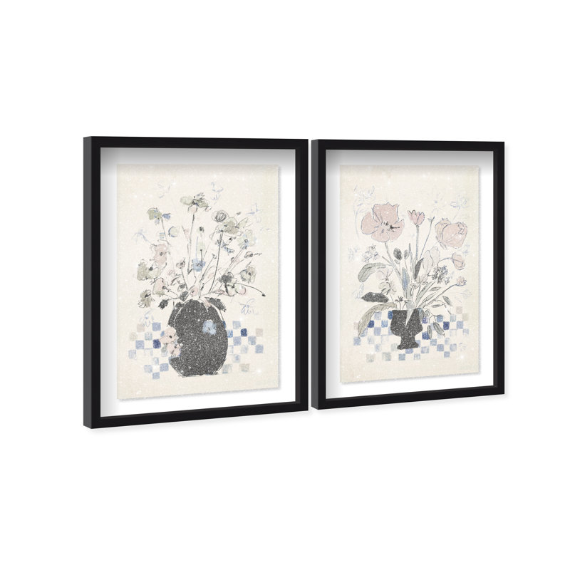 Modern Bloom Set Shadowbox Floral & Botanical Print by Oliver Gal, Black Frame, 10 x 15, 25.5" H x 17.5" W, Black Shadowbox