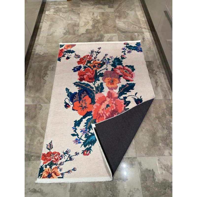Tapis en coton Landree avec envers antidérapant, Rectangle 5 pi 3 po x 7 pi 3 po