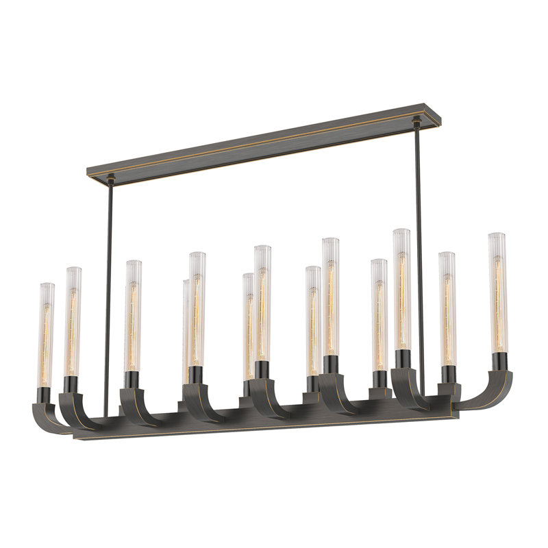 Flute 14 - Light Pendant, Ribbed Glass/Urban Bronze