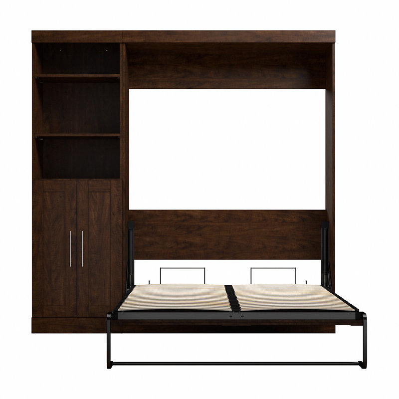 Lit et unité de rangement avec portes Arlex (89 W), Double, Nouveau chocolat