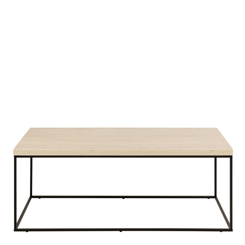 Barossa Coffee Table with Marble Top & Black Steel Base 110x55x45cm, Light Oak