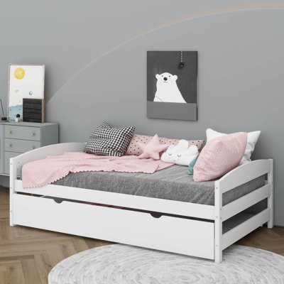 Twin Size Platform Bed With Twinsize Underbed Trundle
