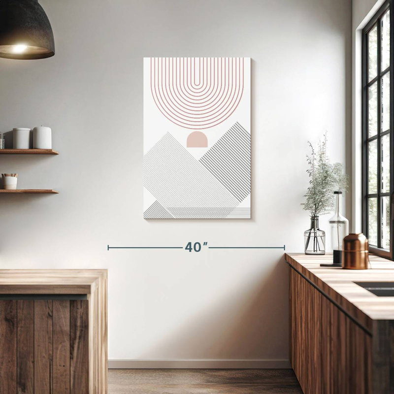 Avery moderne Mid-Century abstrait rose gris III, H 36 po x l 24 po