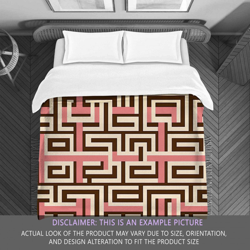 Polyester Comforter, King Comforter, Brown/Pink Geometric