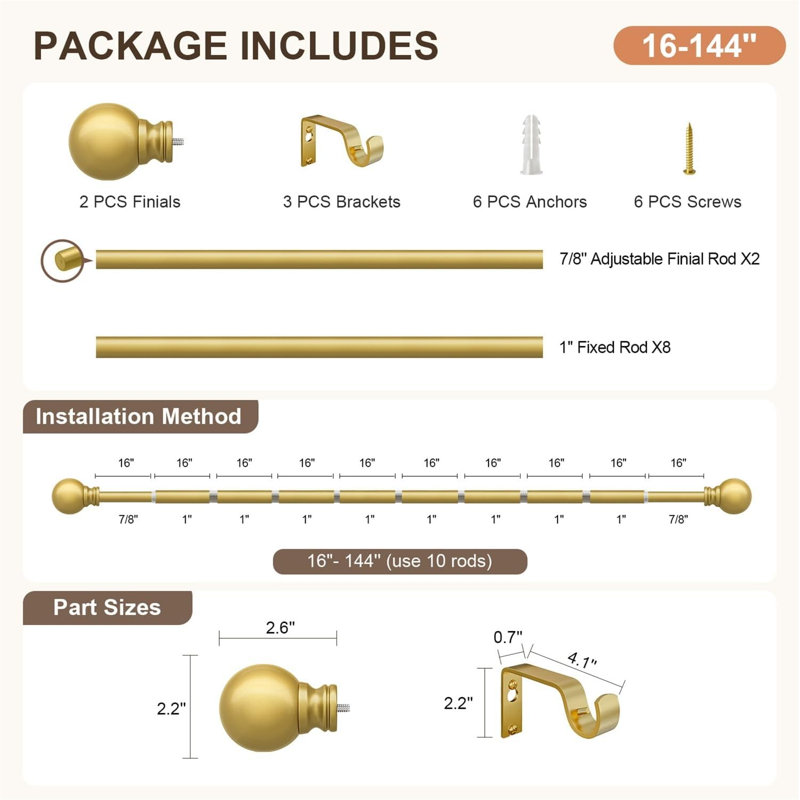 Modern Gold Curtain Rods for Windows