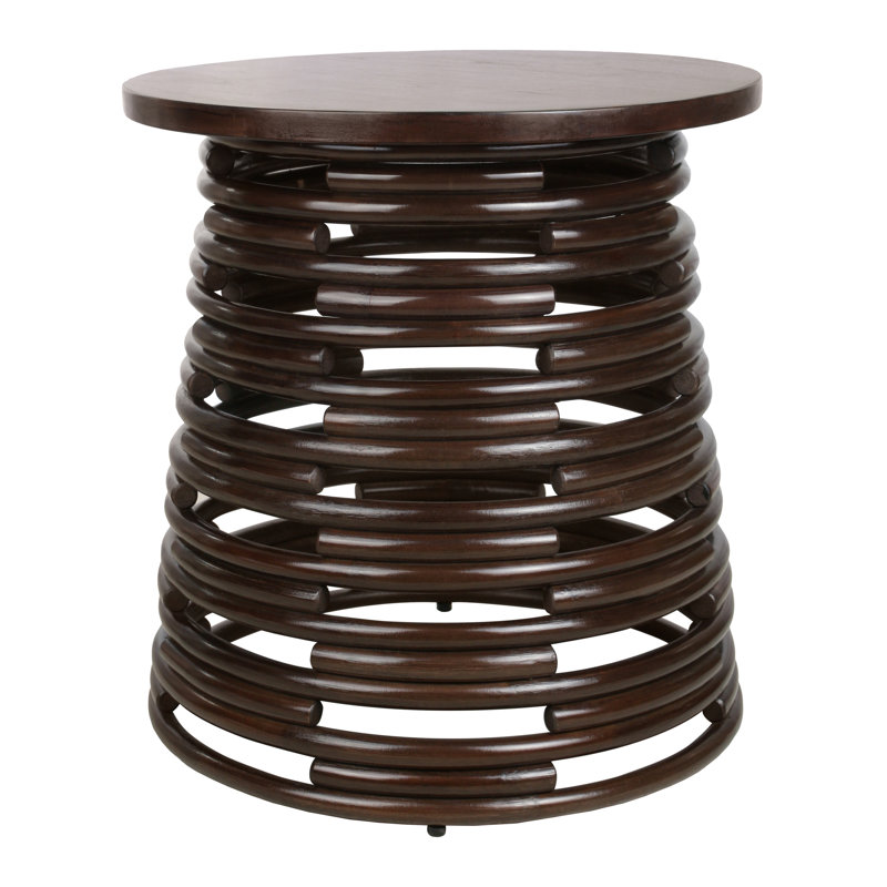 Zeke Rattan Round Coffee Or Side Table, Espresso Brown, Espresso Brown