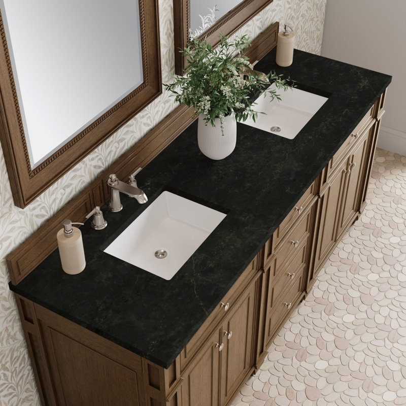 Bristol 72'' W Double Vanity, Saddle Brown, Phantome Eclos, 8" Widespread