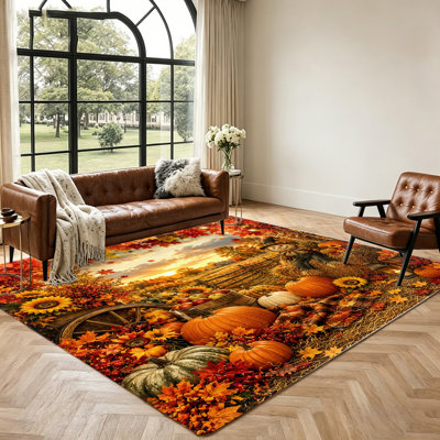 Tapis motif récolte d'automne, décor rustique style ferme, tapis intérieur/extérieur pour l'automne et l'Action de grâce, décor salon, chambre, cuisine, décoration extérieure