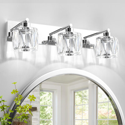 Crystal Vanity Lights For Bathroom, 3 Light Bathroom Vanity Light, Modern Bathroom Light Over Mirror (Exclude Bulb), Black