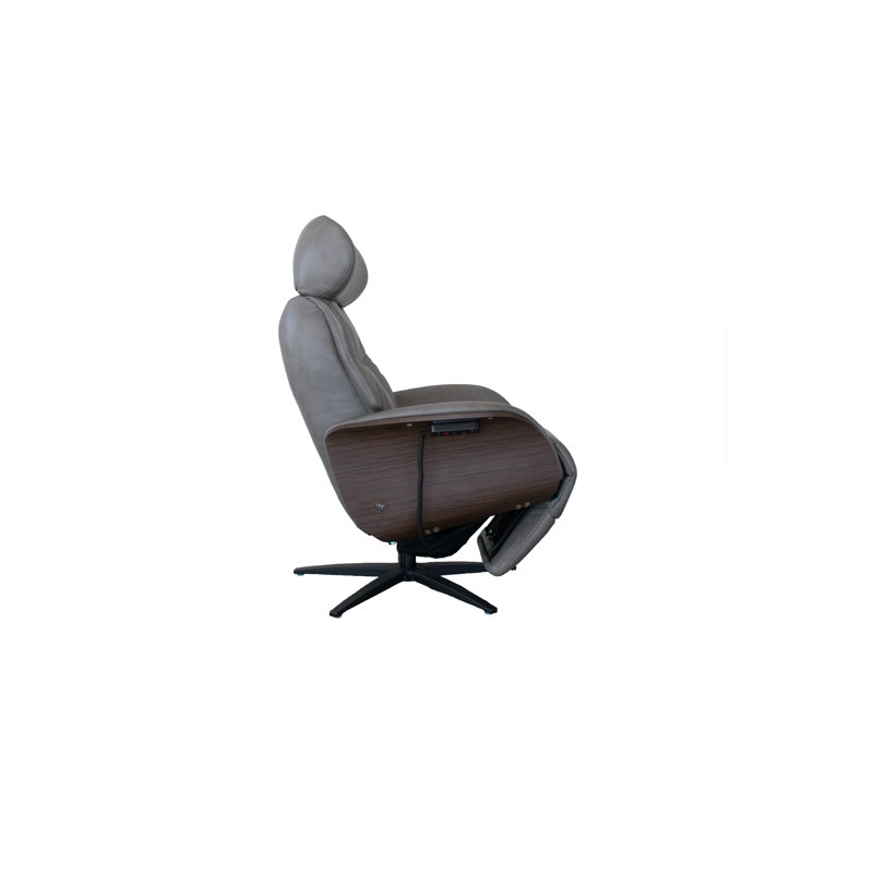 Komflex Upholstered Heated Massage Chair, Light Gray Genuine Leather