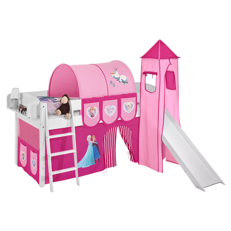 Disney's Frozen European Single (90 X 200Cm) Solid Wood Low Loft Bed by Lilokids, Pink