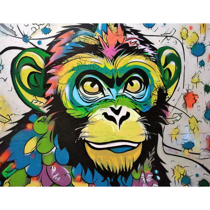 «Monkey Graffitianimals» sur toile, H 15 po x l 18 po