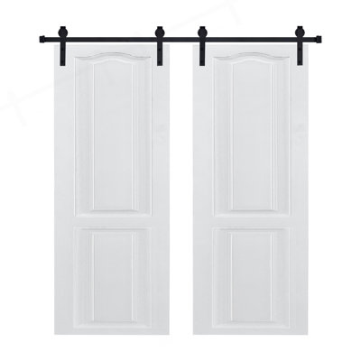 Porte coulissante double en bois aggloméré blanc 3/4 po