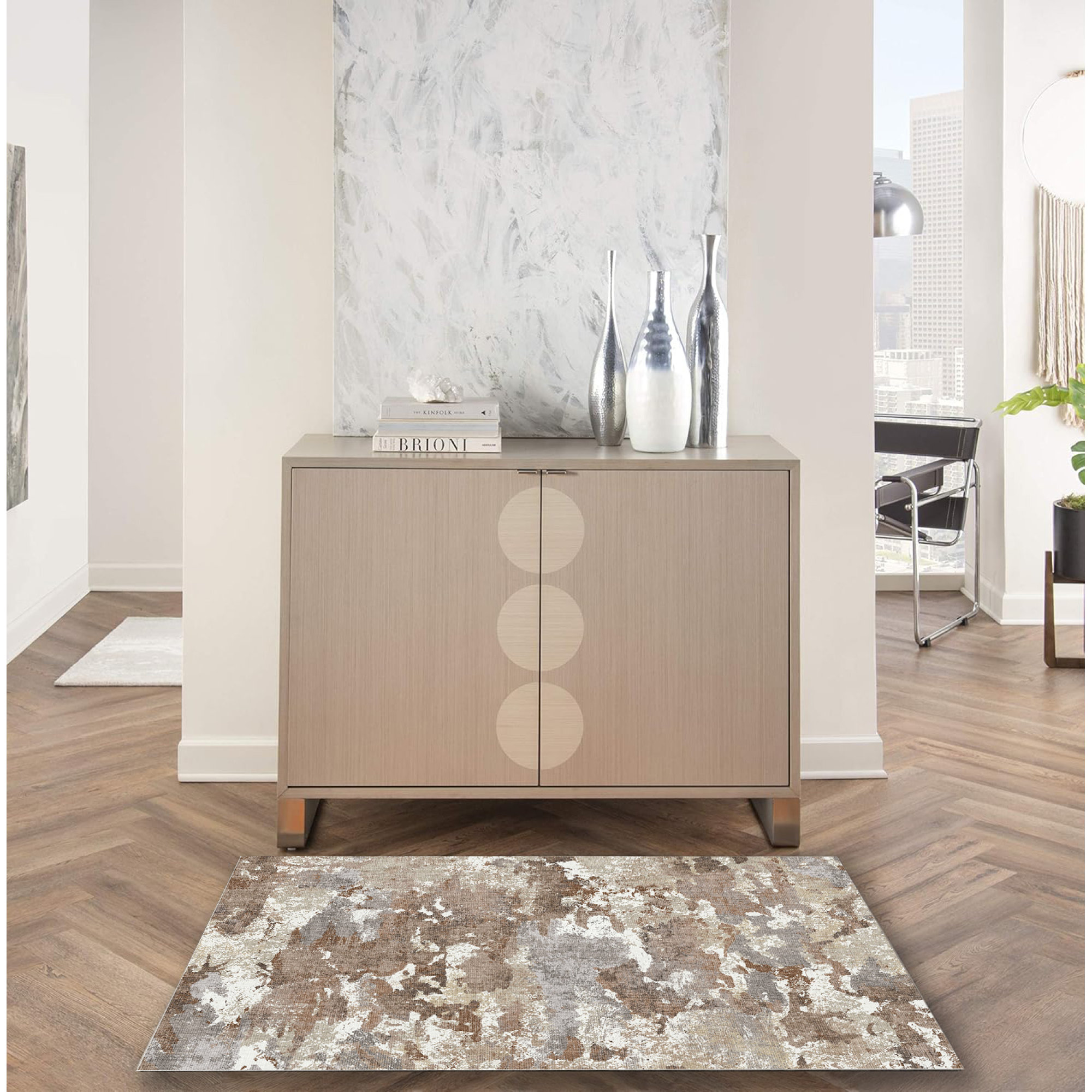 Ebern Designs Washable Polyester Rug Modern Design Non-slip Indoor ...