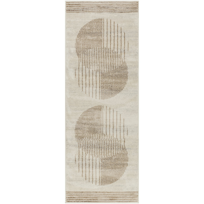 Jalissa Geometric Area Rug in Beige/Brown/Grey, Runner 2'7" x 7'3"