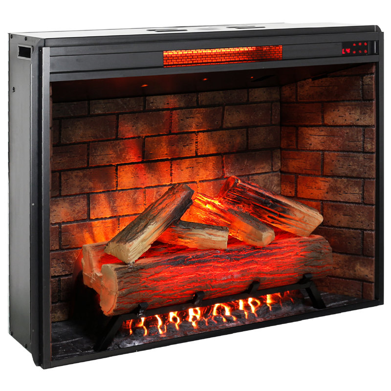 33" Infrared Electric Fireplace Insert With Removable Trim - Home Heating Appliance For Warmth Smokeless Firebox & Crackling Sound Adjustable Flame Brightness Levels 1500W Heat, 5018 /H Covers 400